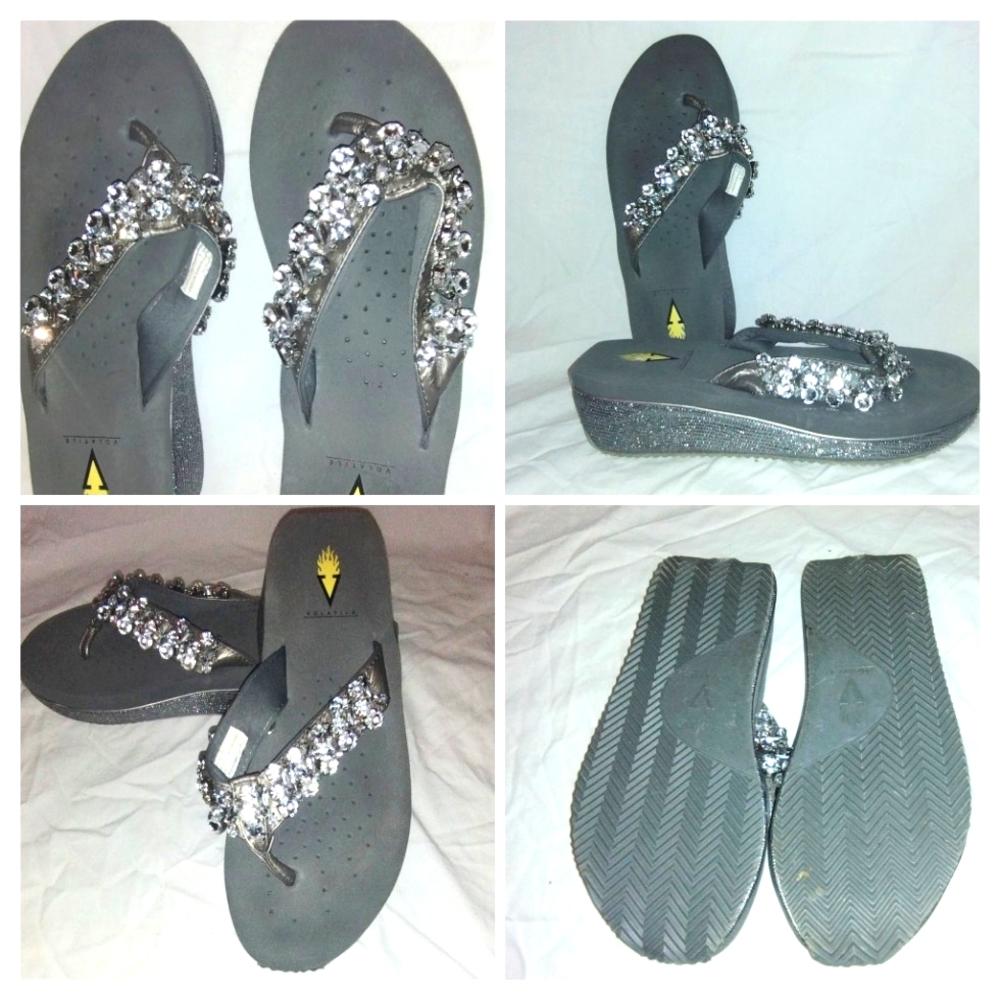 Volatile Flip Flop Sandals Rhinestone Studded Size: 8